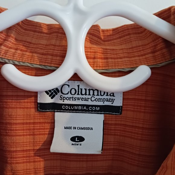 Columbia Men's Button Down Shirt Large Orange - Picture 3 of 4
